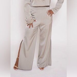 NWOT BLACK Crescent Silky Slacks with Sultry Slit